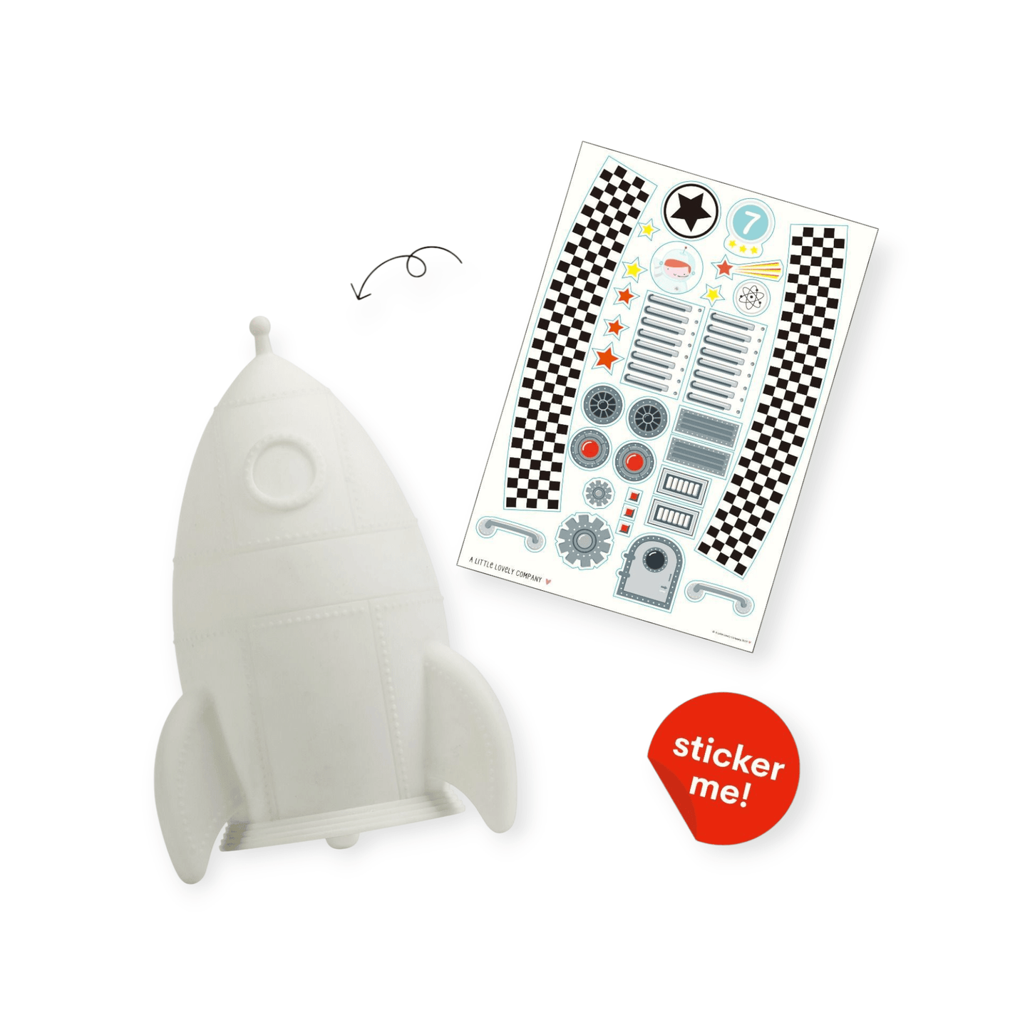 ALLC Nachtlicht mit Sticker "Rakete" - Siliblu Boutique & Atelier