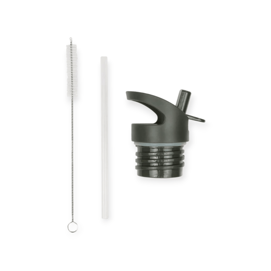 ALLC Set für Trinkflasche Deckel, Strohhalm, Bürste Grün - Siliblu Boutique & Atelier