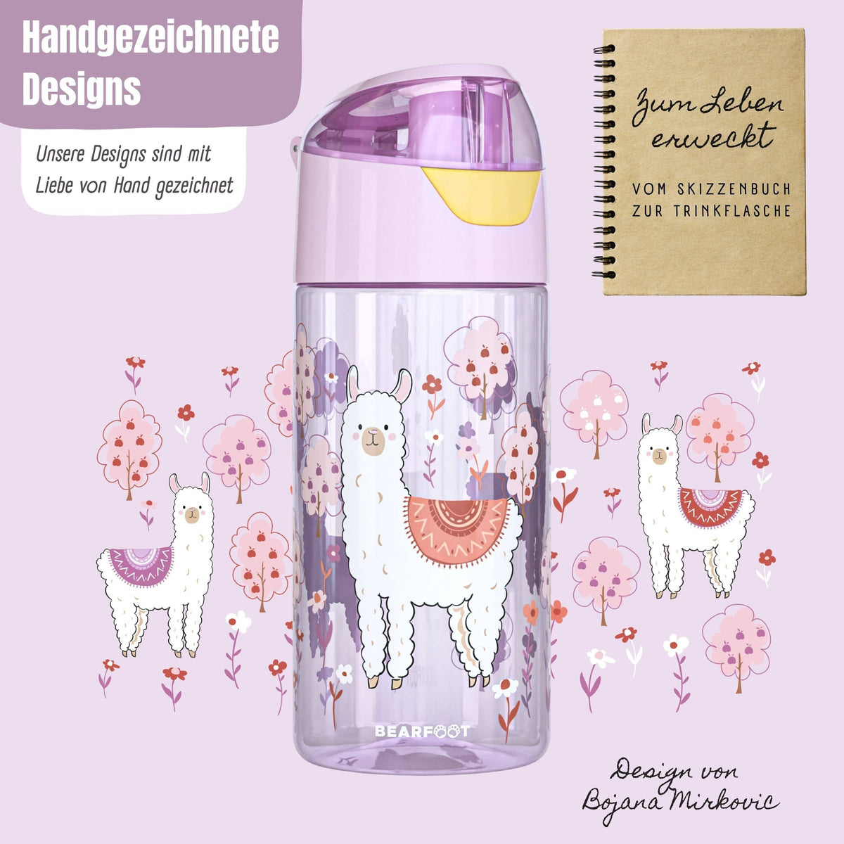 Bearfoot Trinkflasche 450ml - Lama - Siliblu Boutique & Atelier