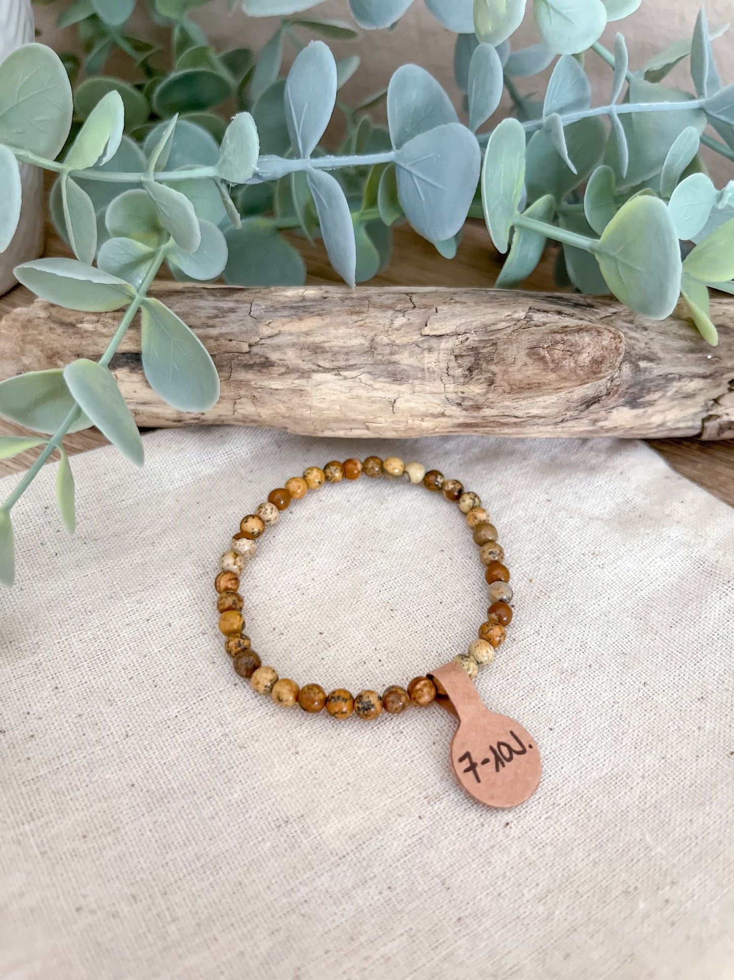 "Kids" Naturstein-Armband Braun Meliert 7-10 Jahre - Siliblu Boutique & Atelier