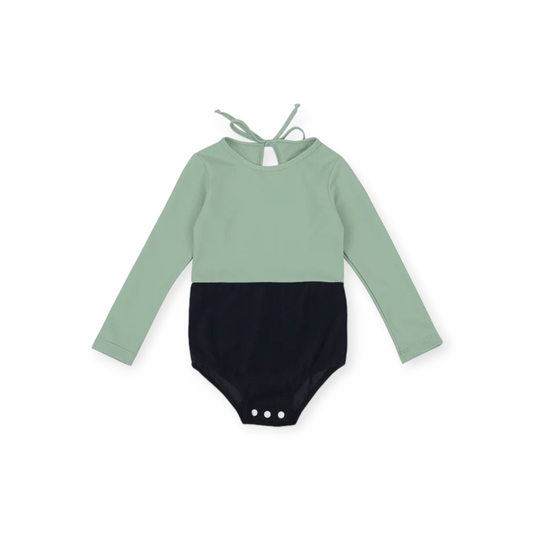LAILA Mädchen Badeanzug "Mint & Black Sand" - Siliblu Boutique & Atelier