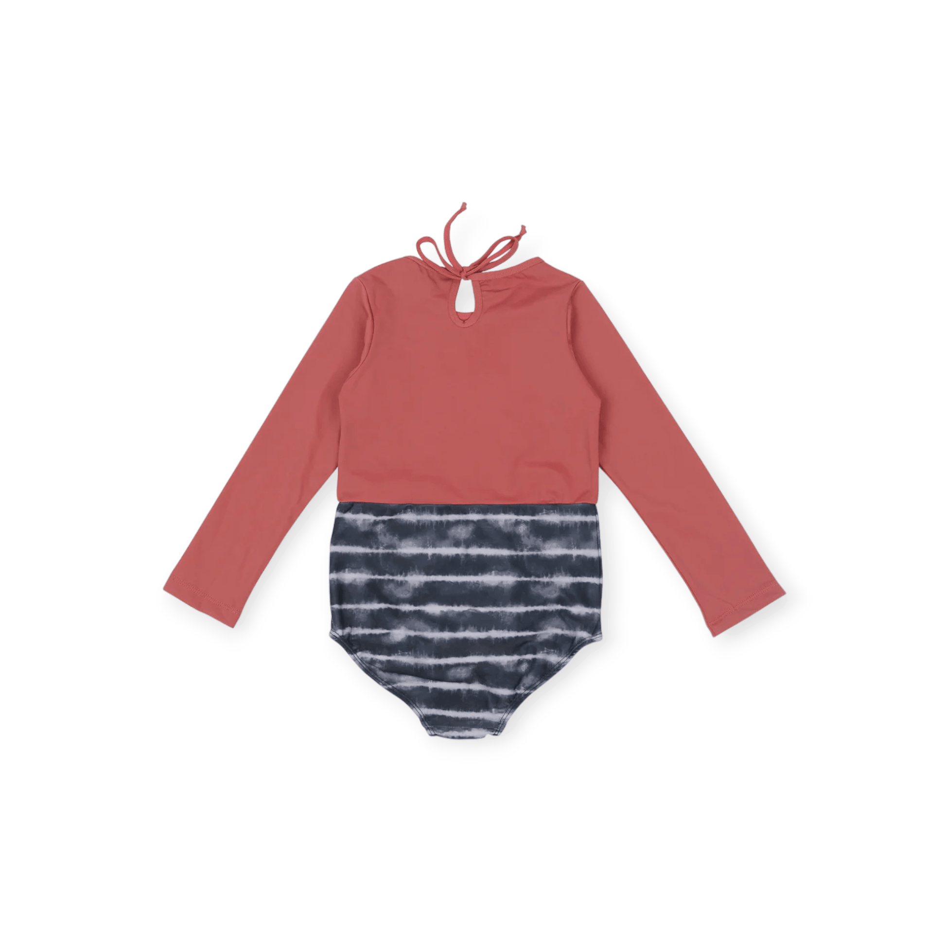 LEILA Mädchen Badekleid "Stormy tie dye black & dark coral" - Siliblu Boutique & Atelier
