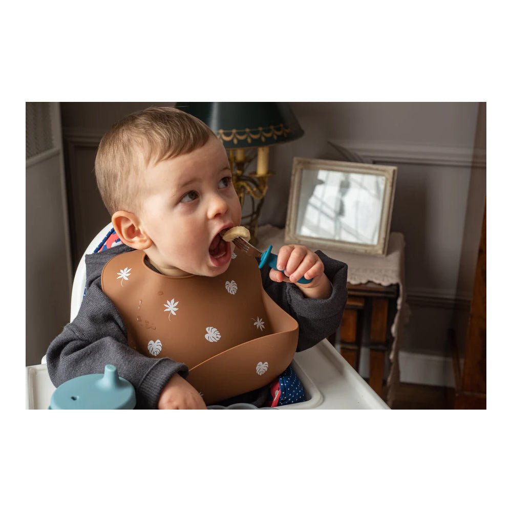 SOINA Besteckset Löffel & Gabel mit Silikongriff "midnight blue/pearl grey" - Siliblu Boutique & Atelier
