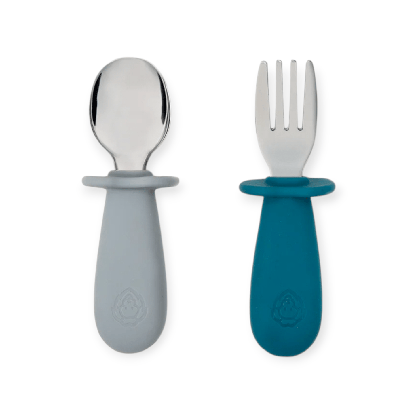 SOINA Besteckset Löffel & Gabel mit Silikongriff "midnight blue/pearl grey" - Siliblu Boutique & Atelier