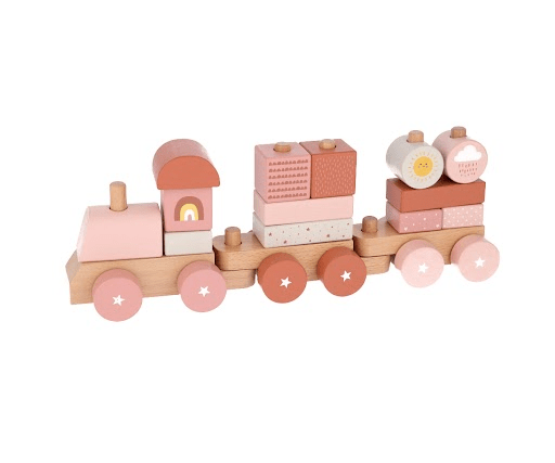 Steckspiel-Holzzug mit Bausteinen - Rosa - Siliblu Boutique & Atelier