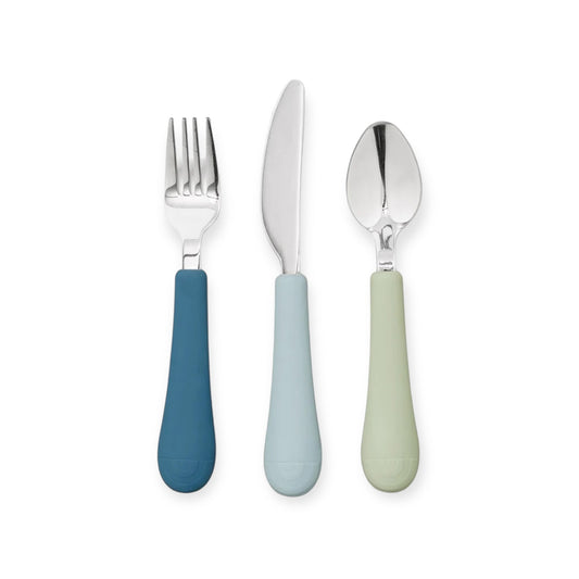 Cam Cam Copenhagen Kinderbesteck 3-Teilig "Regenbogen Ocean Mix" - Siliblu Boutique & Atelier