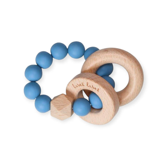 Label Label Beissring Silikon & Holz "Blau" - Siliblu Boutique & Atelier