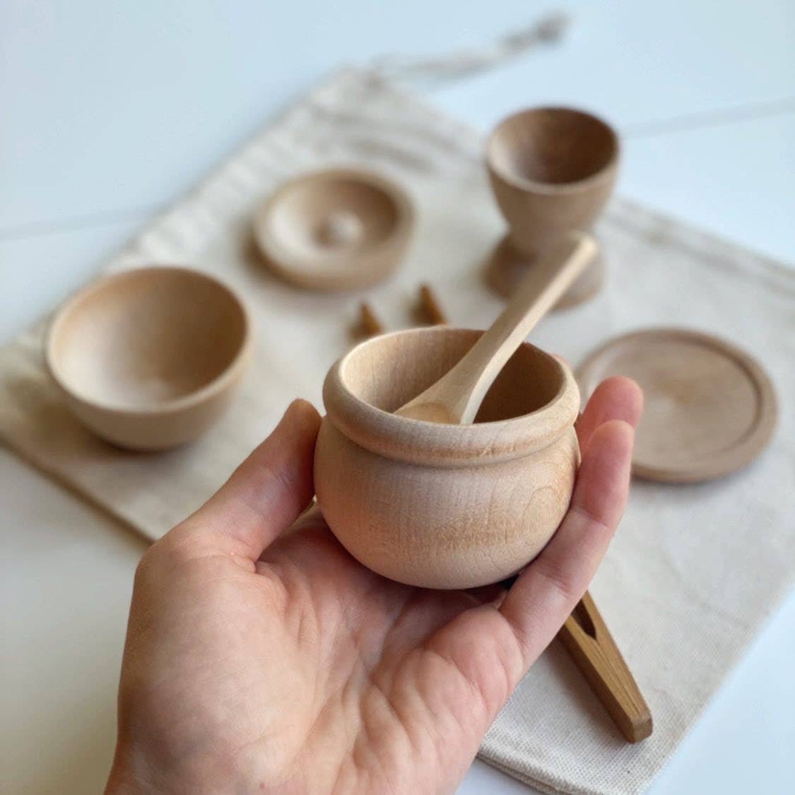 Montessori Waldorf Holz-Sinnesförder-Set mit Werkzeugen // Sensoryplay