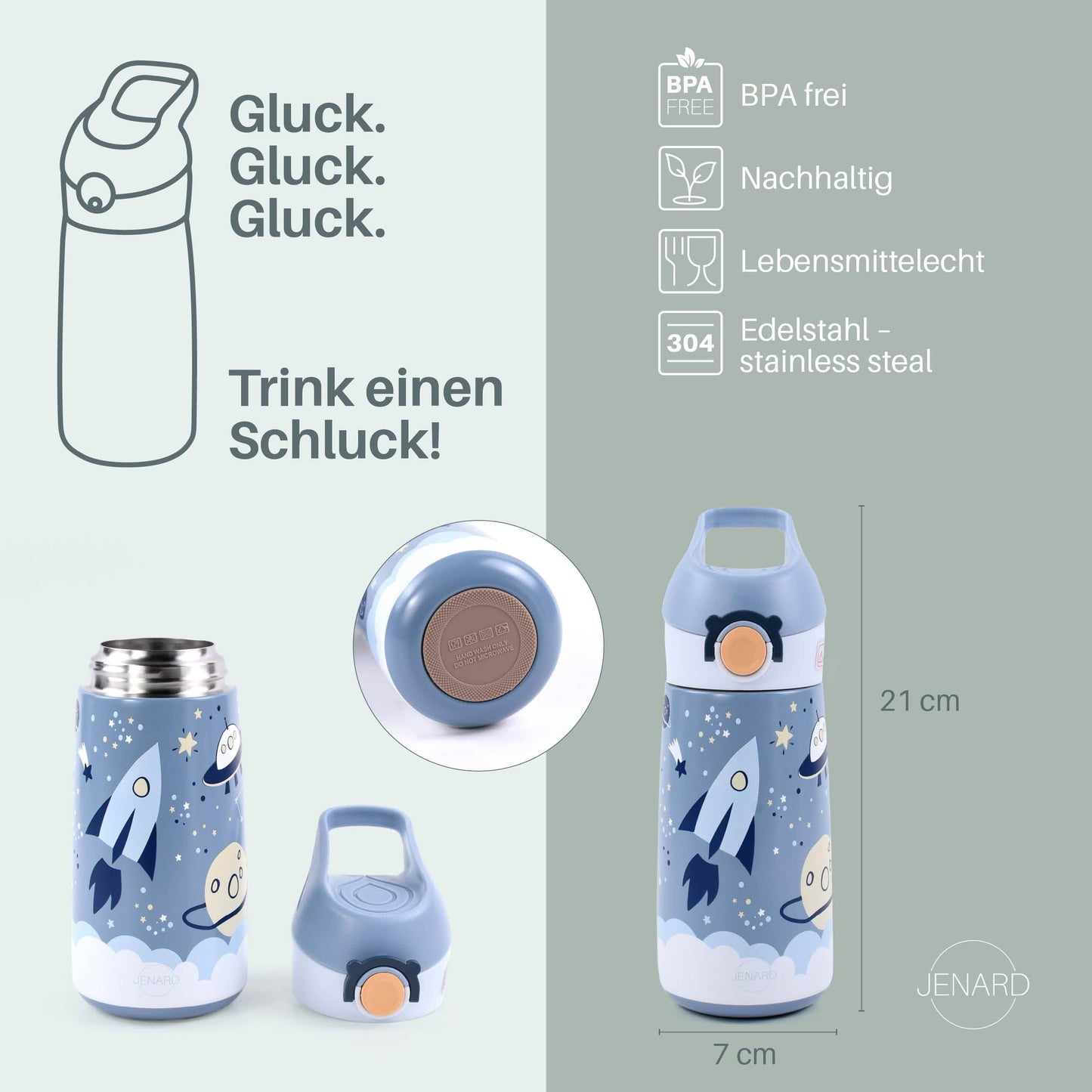 JENARD Trinkflasche Edelstahl - Weltall