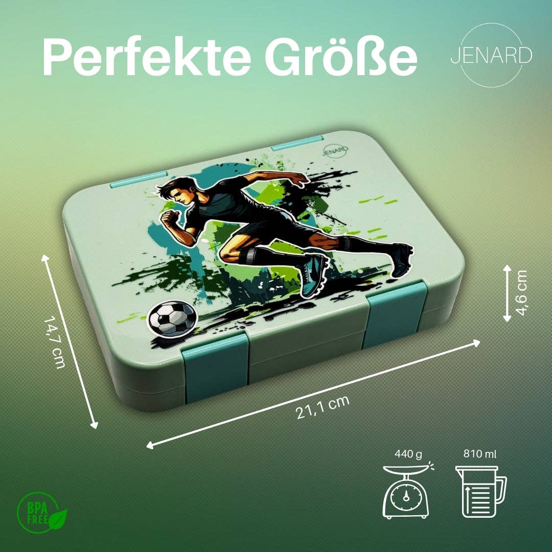 JENARD Brotdose mit Fächern – Fußballer Mint