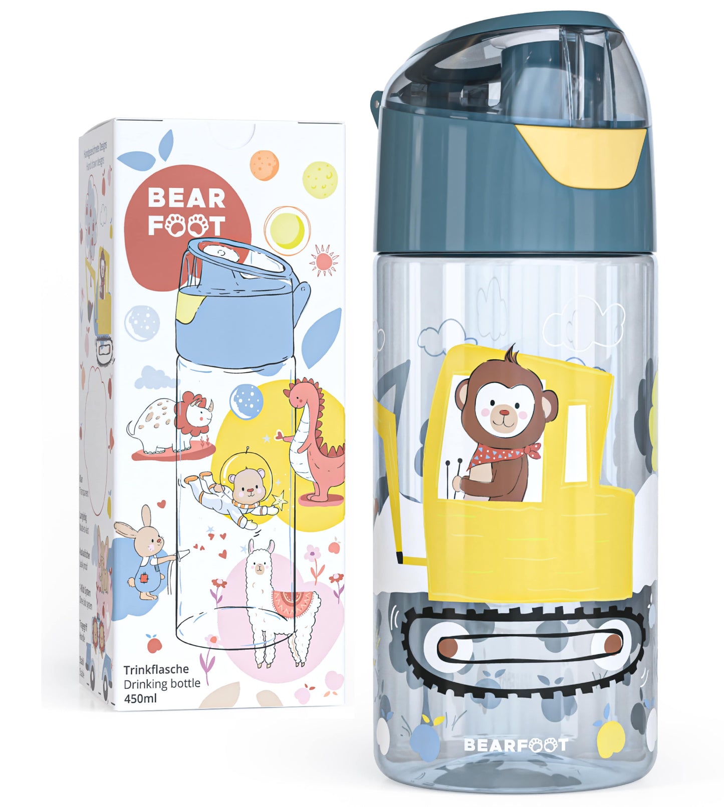 Bearfoot Trinkflasche 450ml - Bagger & Affe