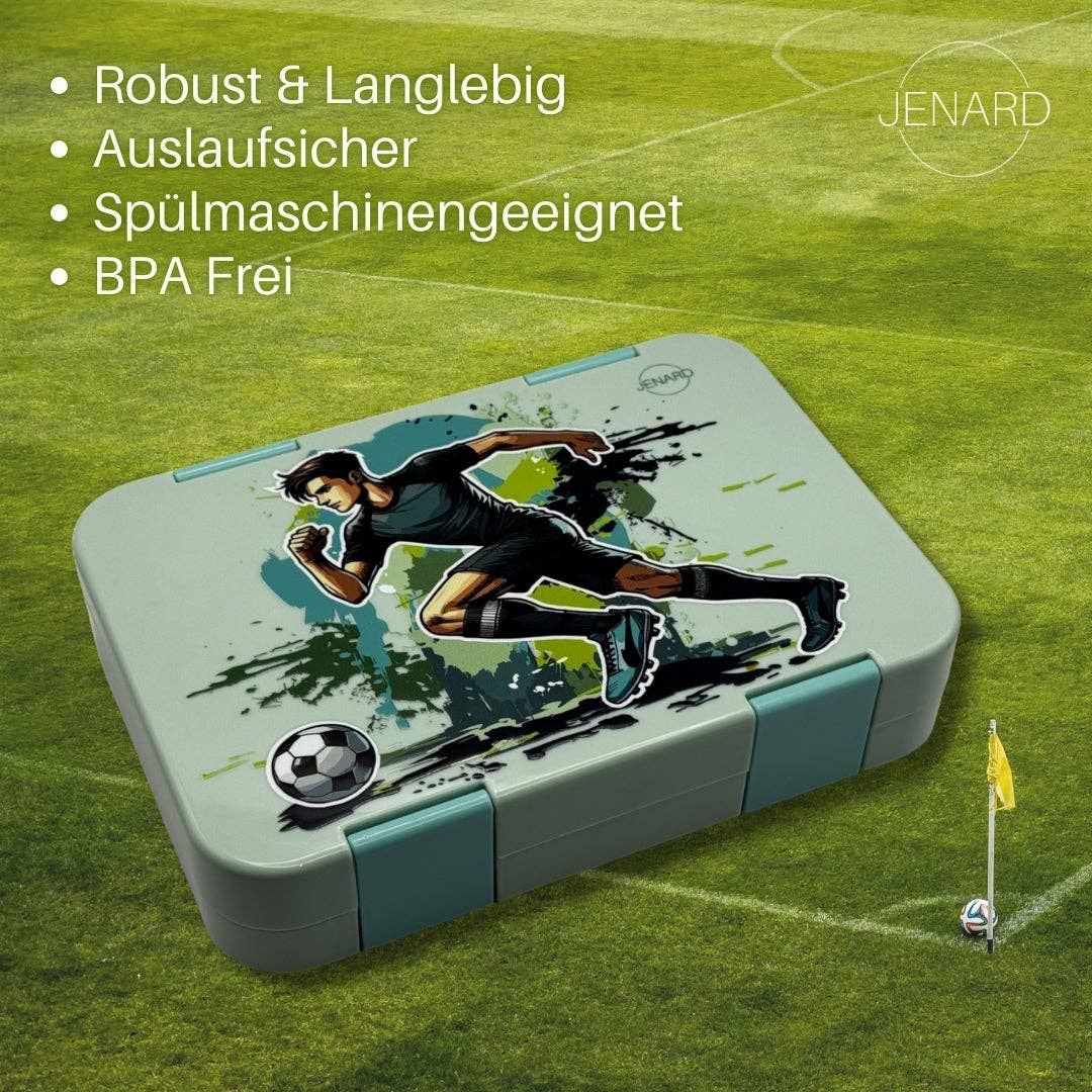JENARD Brotdose mit Fächern – Fußballer Mint