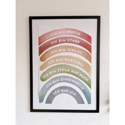 Affirmationsposter Regenbogen "Ich bin Ich" - Siliblu Boutique &amp; Atelier