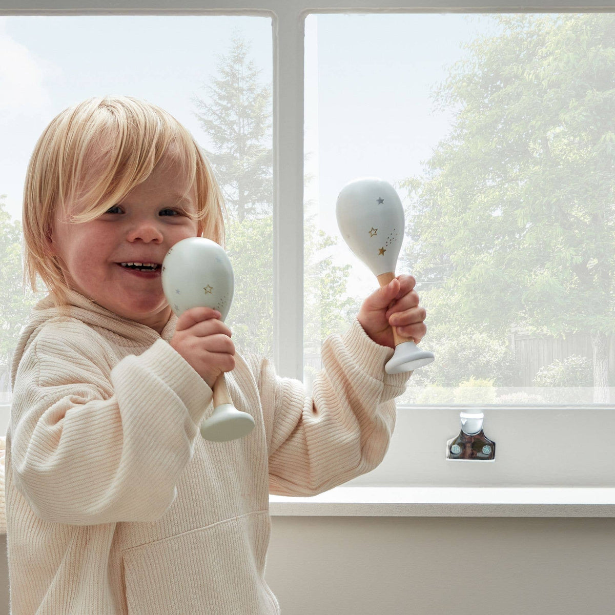 Bambino Maracas-Set Sterne, Weiss - Grau - Siliblu Boutique & Atelier
