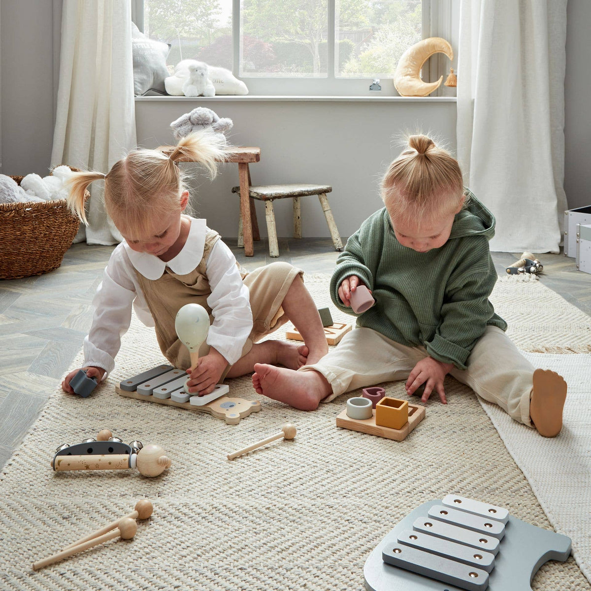 Bambino Maracas-Set Sterne, Weiss - Grau - Siliblu Boutique & Atelier
