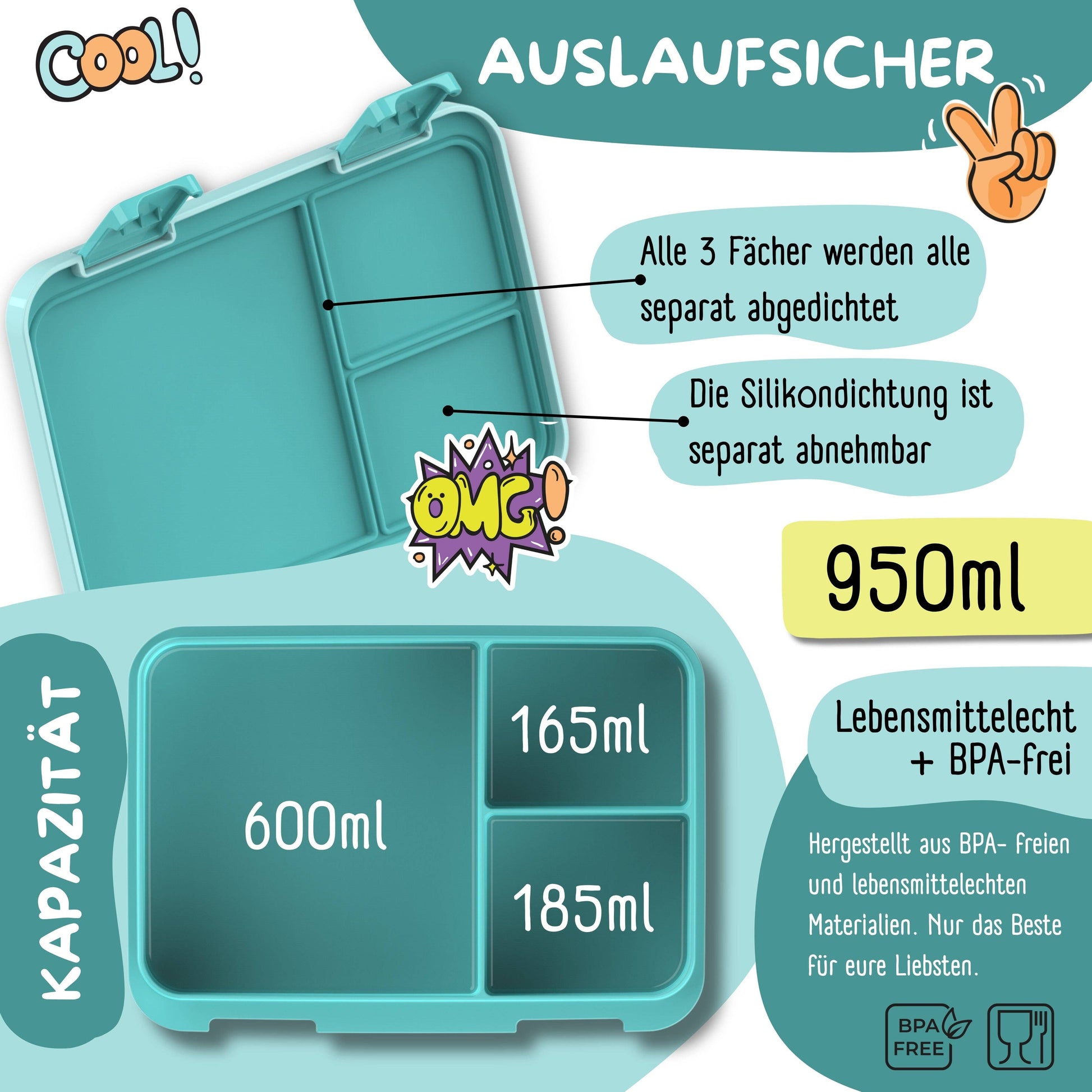 BEARFOOT Brotdose 950ml - Schildkröte - Siliblu Boutique & Atelier