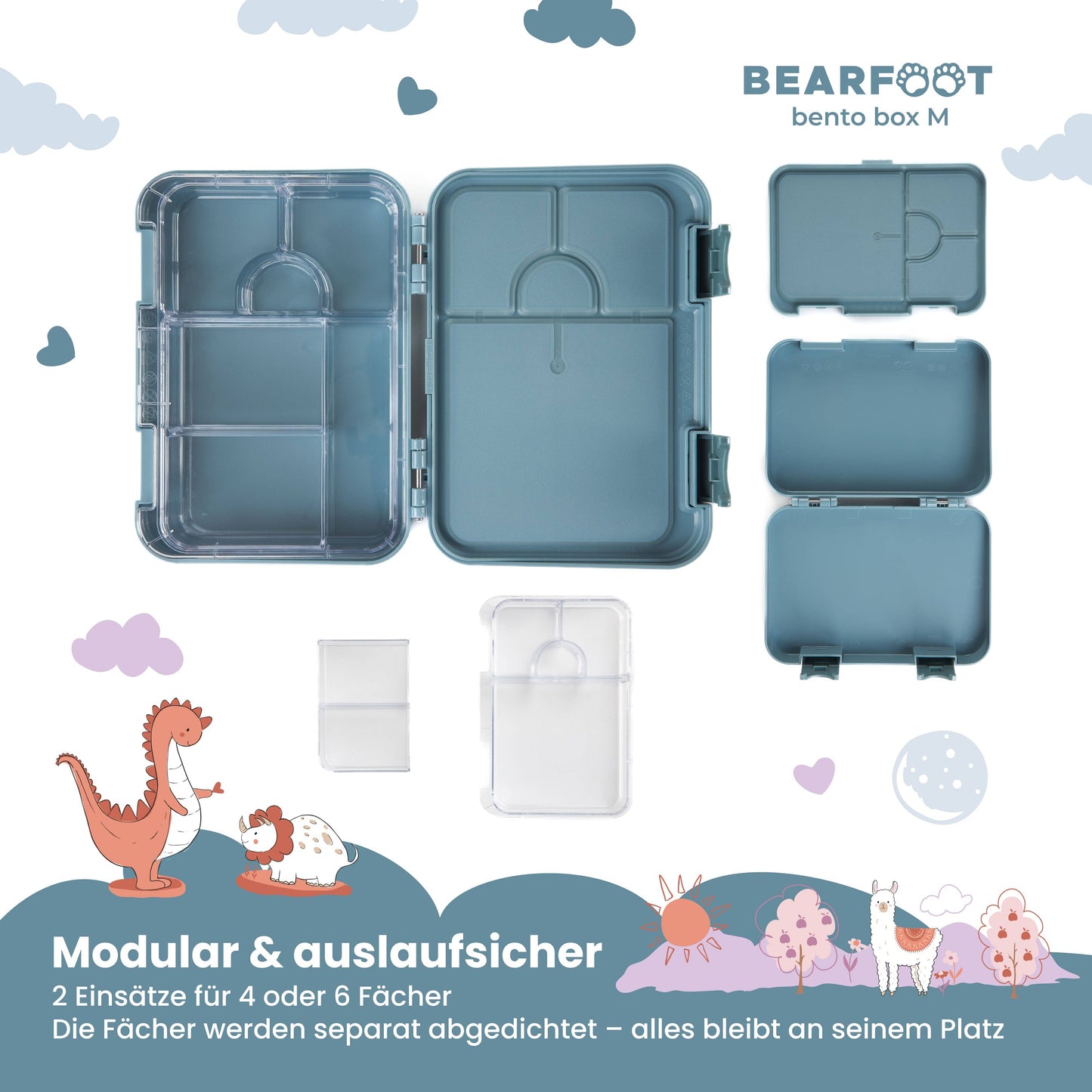 BEARFOOT Brotdose mit Fächern - Bagger, 950ml - Siliblu Boutique & Atelier