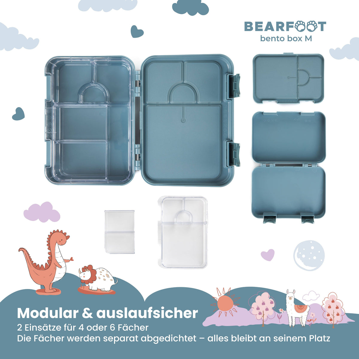 BEARFOOT Brotdose mit Fächern - Bagger, 950ml - Siliblu Boutique &amp; Atelier