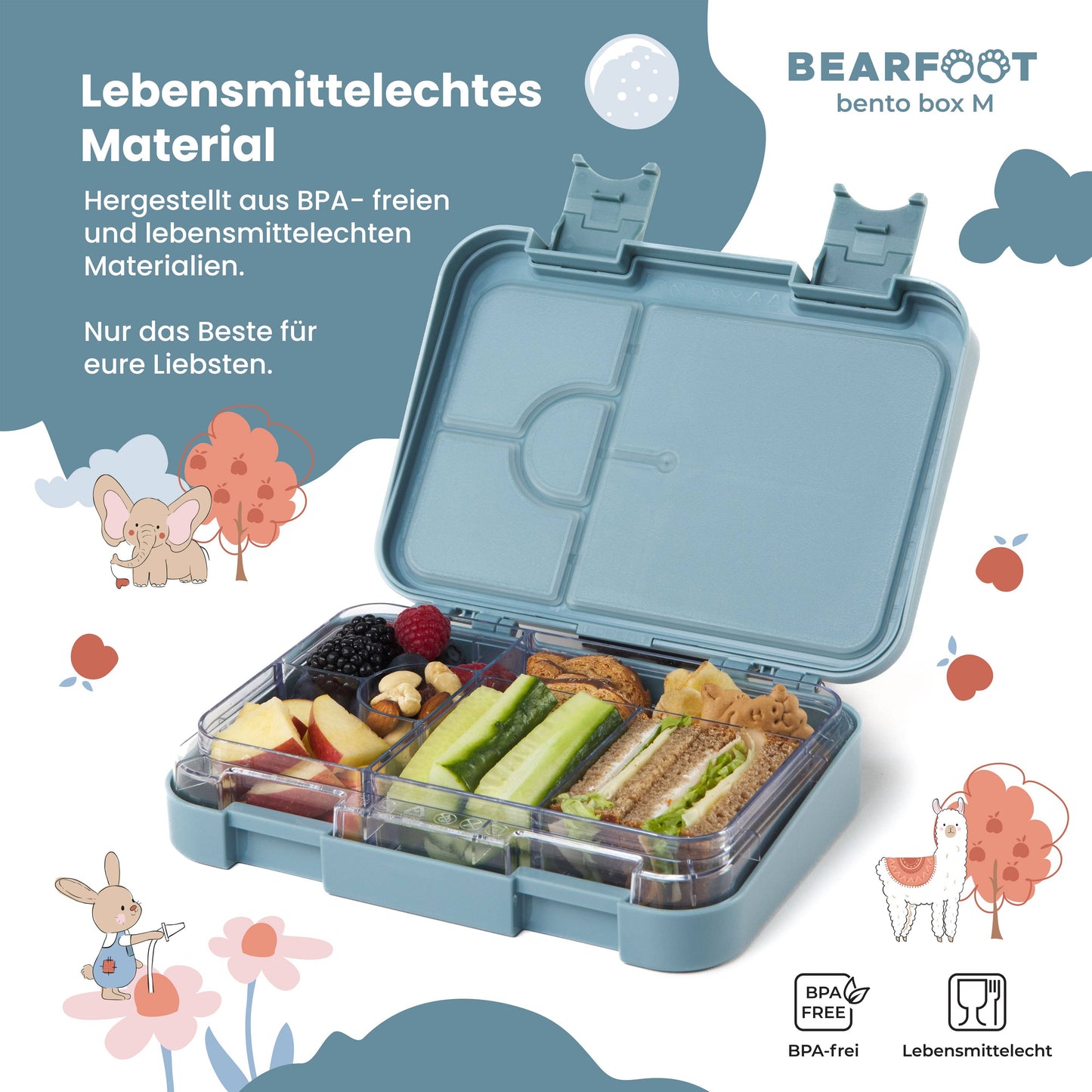 BEARFOOT Brotdose mit Fächern - Bagger, 950ml - Siliblu Boutique & Atelier