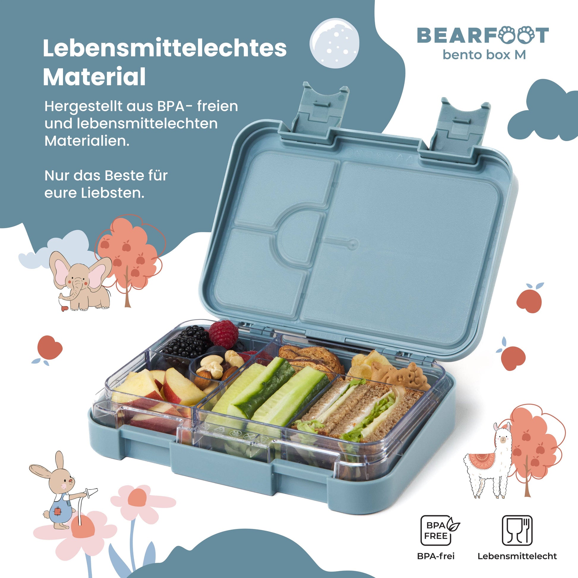 BEARFOOT Brotdose mit Fächern - Bagger, 950ml - Siliblu Boutique & Atelier