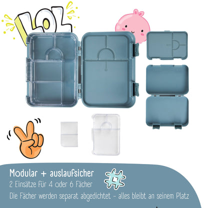 BEARFOOT Brotdose mit Fächern - Blau, 950 ml - Siliblu Boutique &amp; Atelier