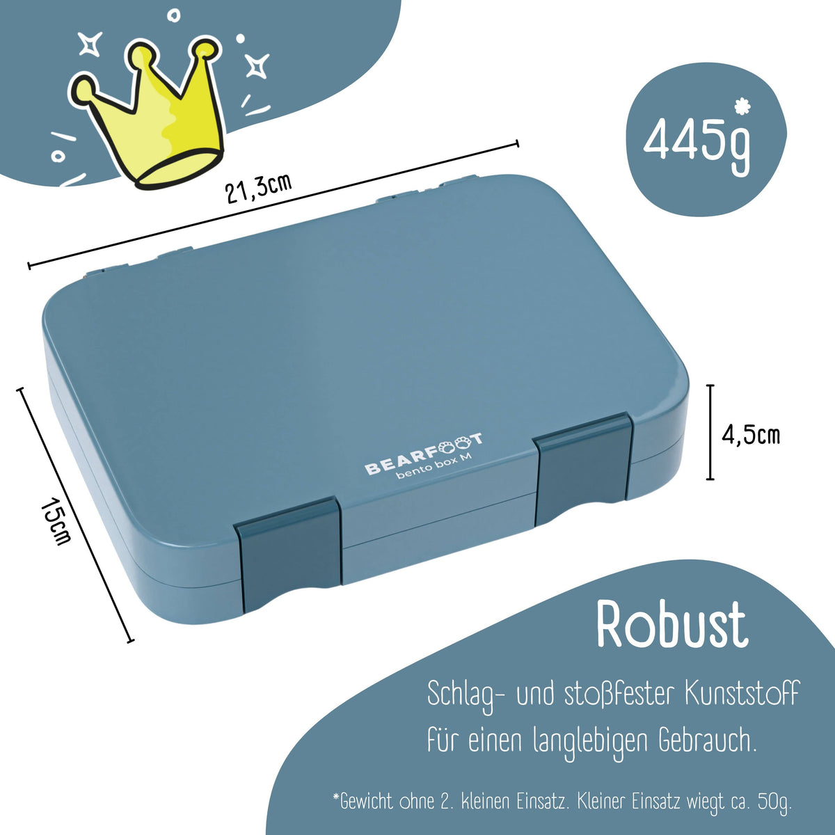 BEARFOOT Brotdose mit Fächern - Blau, 950 ml - Siliblu Boutique &amp; Atelier