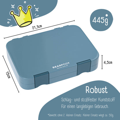 BEARFOOT Brotdose mit Fächern - Blau, 950 ml - Siliblu Boutique &amp; Atelier