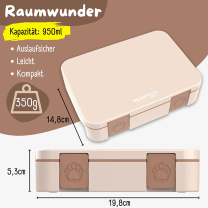 BEARFOOT Brotdose mit Fächern - braun, 950 ml - Siliblu Boutique &amp; Atelier
