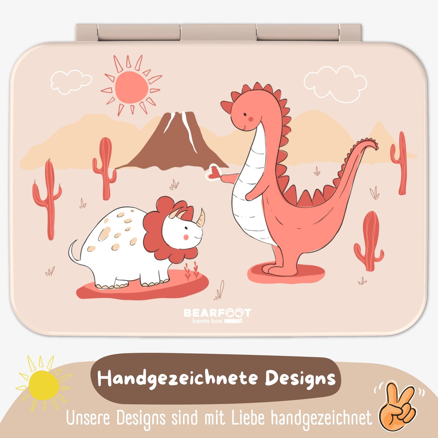 BEARFOOT Brotdose mit Fächern - Dino braun, 950 ml - Siliblu Boutique & Atelier