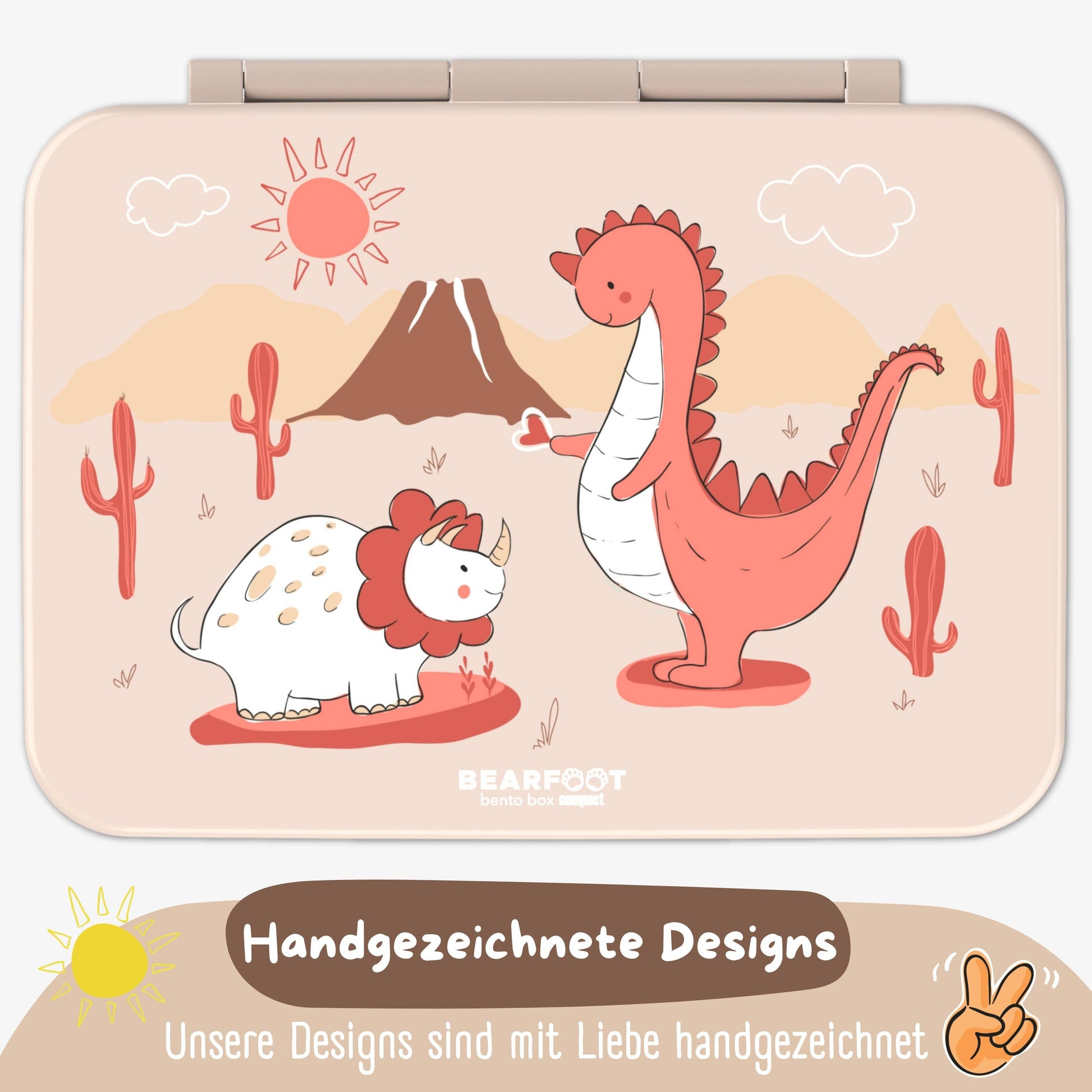BEARFOOT Brotdose mit Fächern - Dino braun, 950 ml - Siliblu Boutique & Atelier