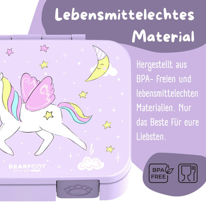 BEARFOOT Brotdose mit Fächern - Einhorn lila, 650 ml - Siliblu Boutique &amp; Atelier