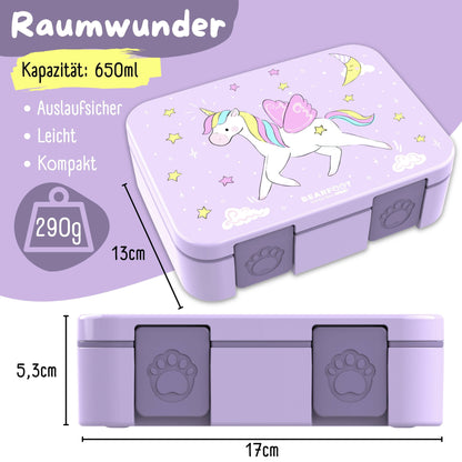 BEARFOOT Brotdose mit Fächern - Einhorn lila, 650 ml - Siliblu Boutique &amp; Atelier