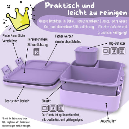 BEARFOOT Brotdose mit Fächern - Einhorn lila, 650 ml - Siliblu Boutique &amp; Atelier