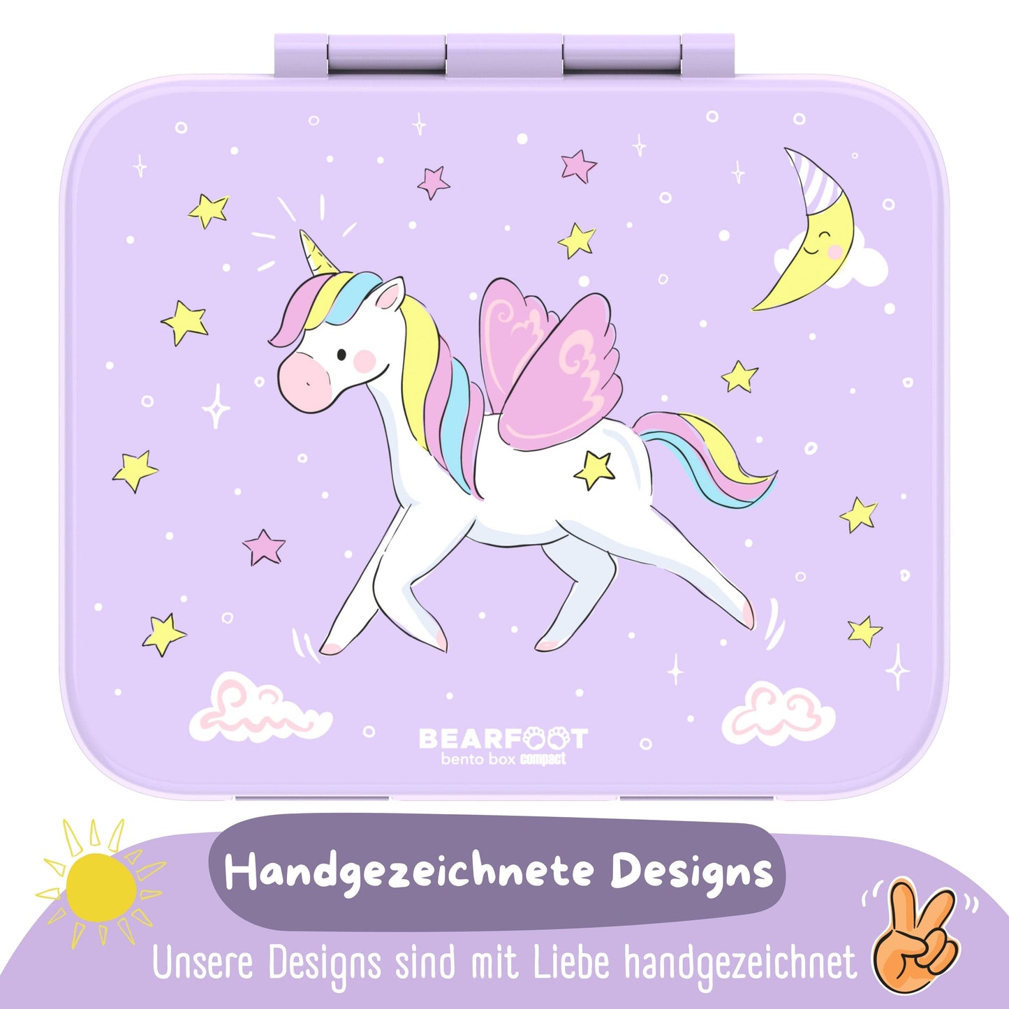 BEARFOOT Brotdose mit Fächern - Einhorn lila, 650 ml - Siliblu Boutique & Atelier