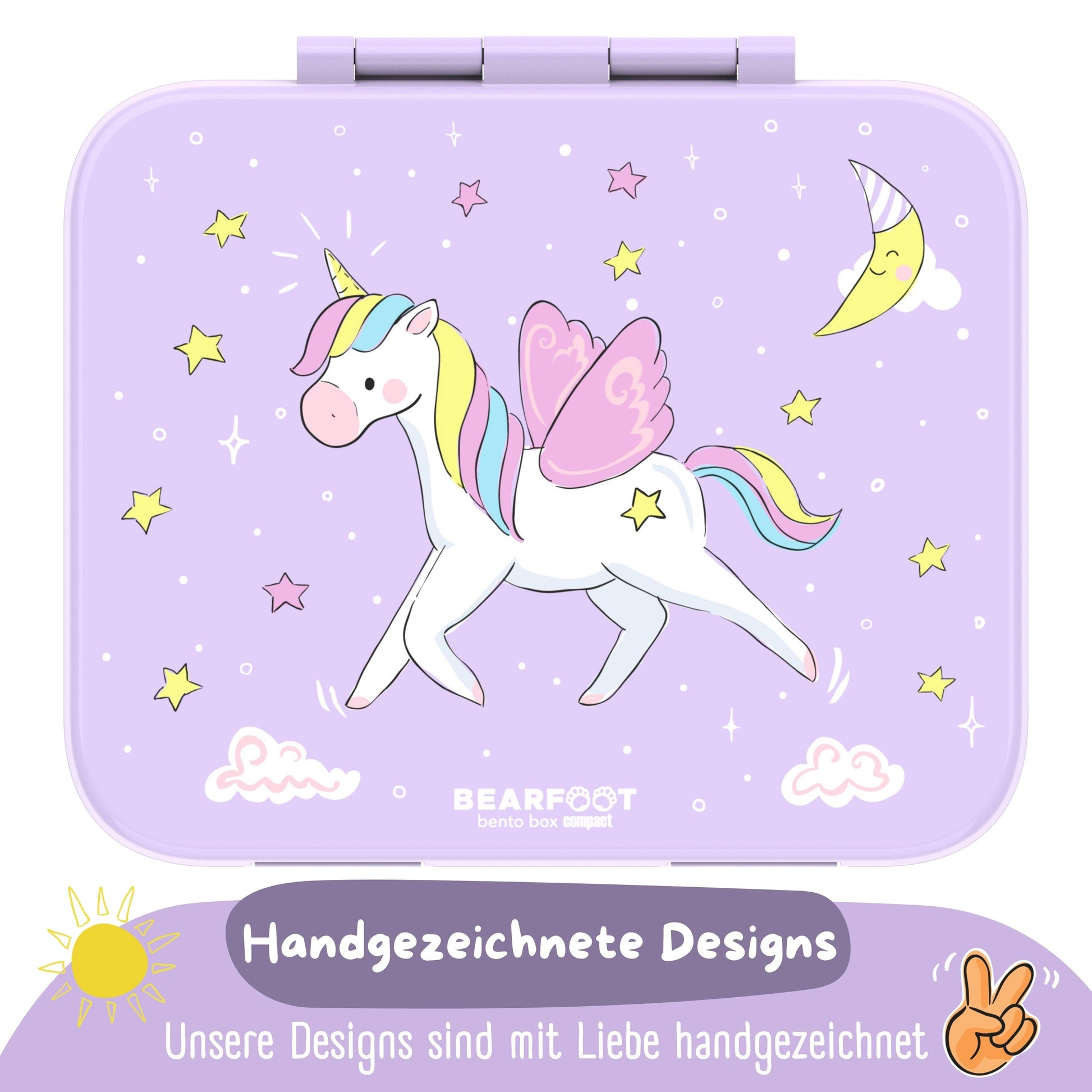 BEARFOOT Brotdose mit Fächern - Einhorn lila, 650 ml - Siliblu Boutique & Atelier
