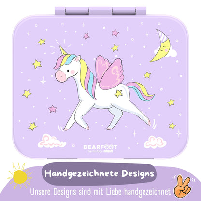 BEARFOOT Brotdose mit Fächern - Einhorn lila, 650 ml - Siliblu Boutique &amp; Atelier