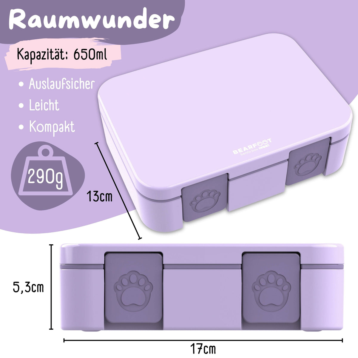 BEARFOOT Brotdose mit Fächern - lila, 650ml - Siliblu Boutique &amp; Atelier