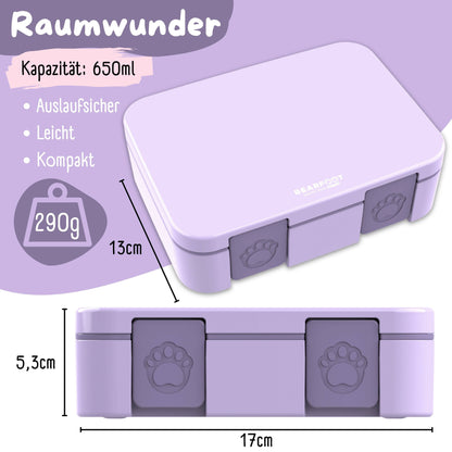 BEARFOOT Brotdose mit Fächern - lila, 650ml - Siliblu Boutique &amp; Atelier