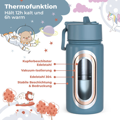 BEARFOOT Kinder Thermo Trinkflasche Edelstahl - Bagger, 400 ml - Siliblu Boutique &amp; Atelier