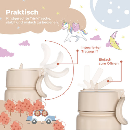 BEARFOOT Kinder Thermo Trinkflasche Edelstahl - Dinos braun, 400 ml - Siliblu Boutique &amp; Atelier