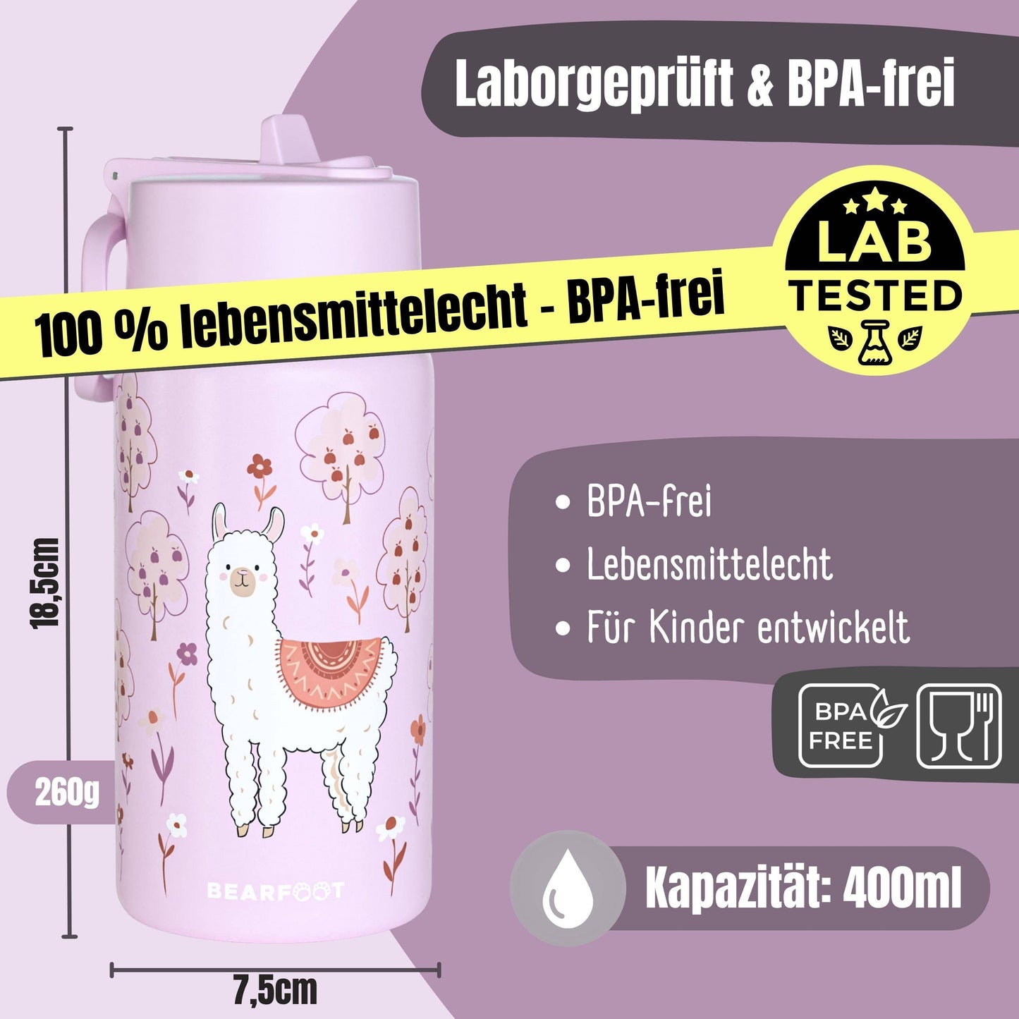 BEARFOOT Thermosflasche 400ml - Lama - Siliblu Boutique & Atelier