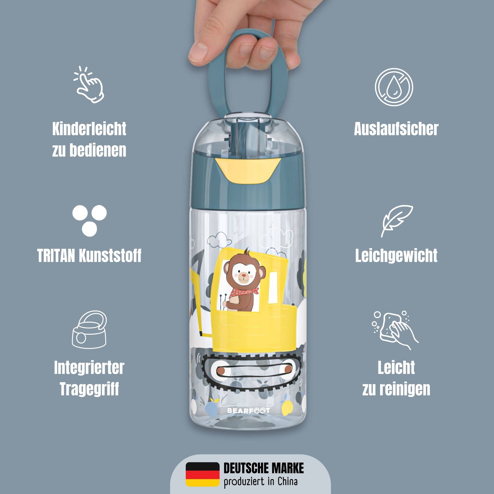 Bearfoot Trinkflasche 450ml - Bagger & Affe - Siliblu Boutique & Atelier