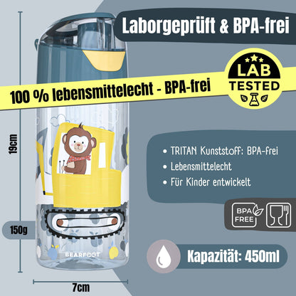 Bearfoot Trinkflasche 450ml - Bagger &amp; Affe - Siliblu Boutique &amp; Atelier