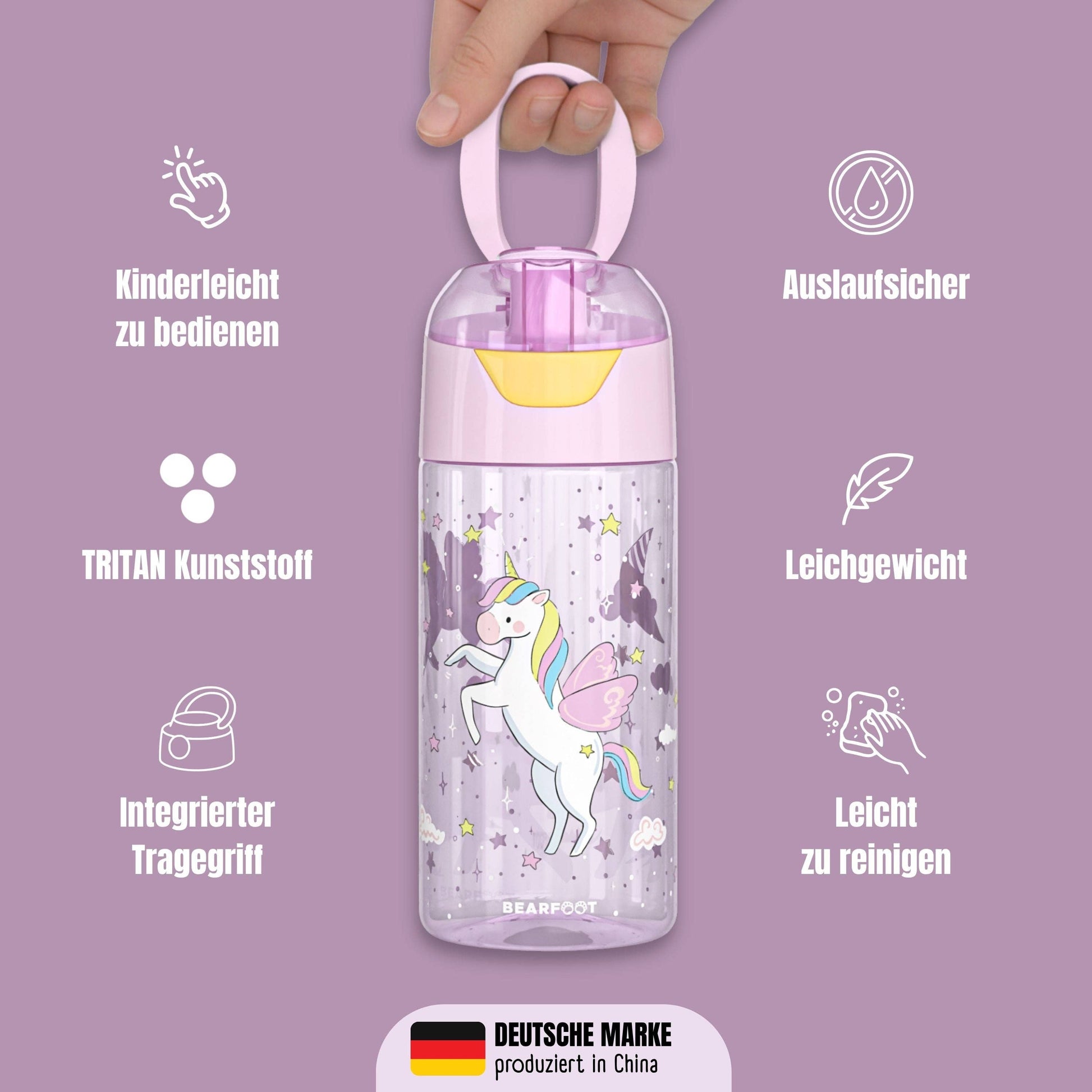 Bearfoot Trinkflasche 450ml - Einhorn - Siliblu Boutique & Atelier