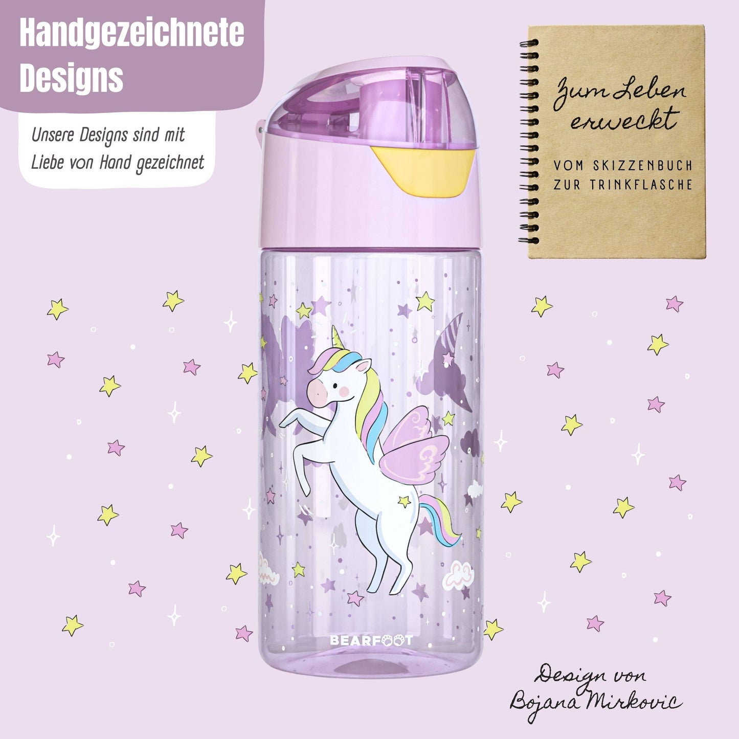 Bearfoot Trinkflasche 450ml - Einhorn - Siliblu Boutique & Atelier