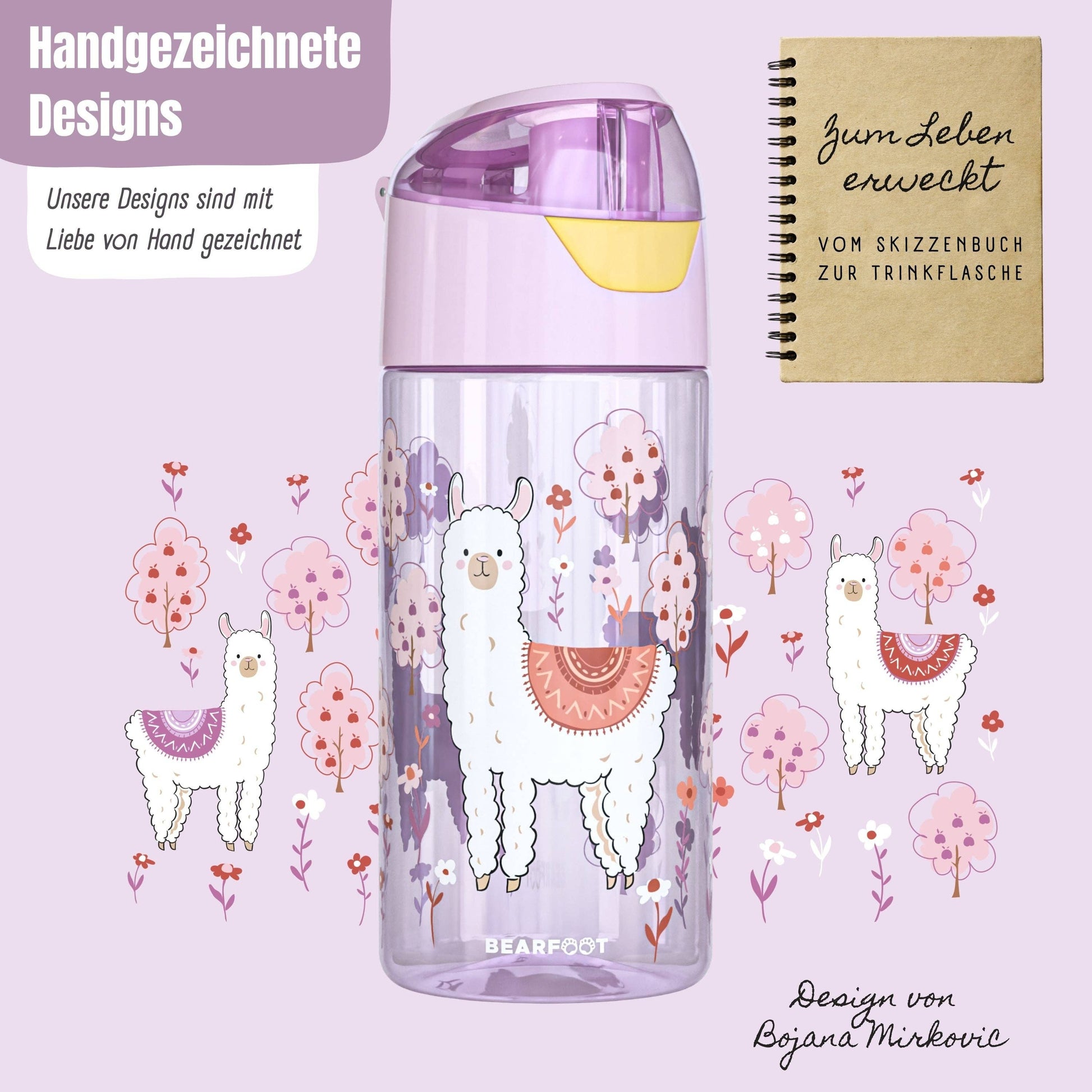 Bearfoot Trinkflasche 450ml - Lama - Siliblu Boutique & Atelier