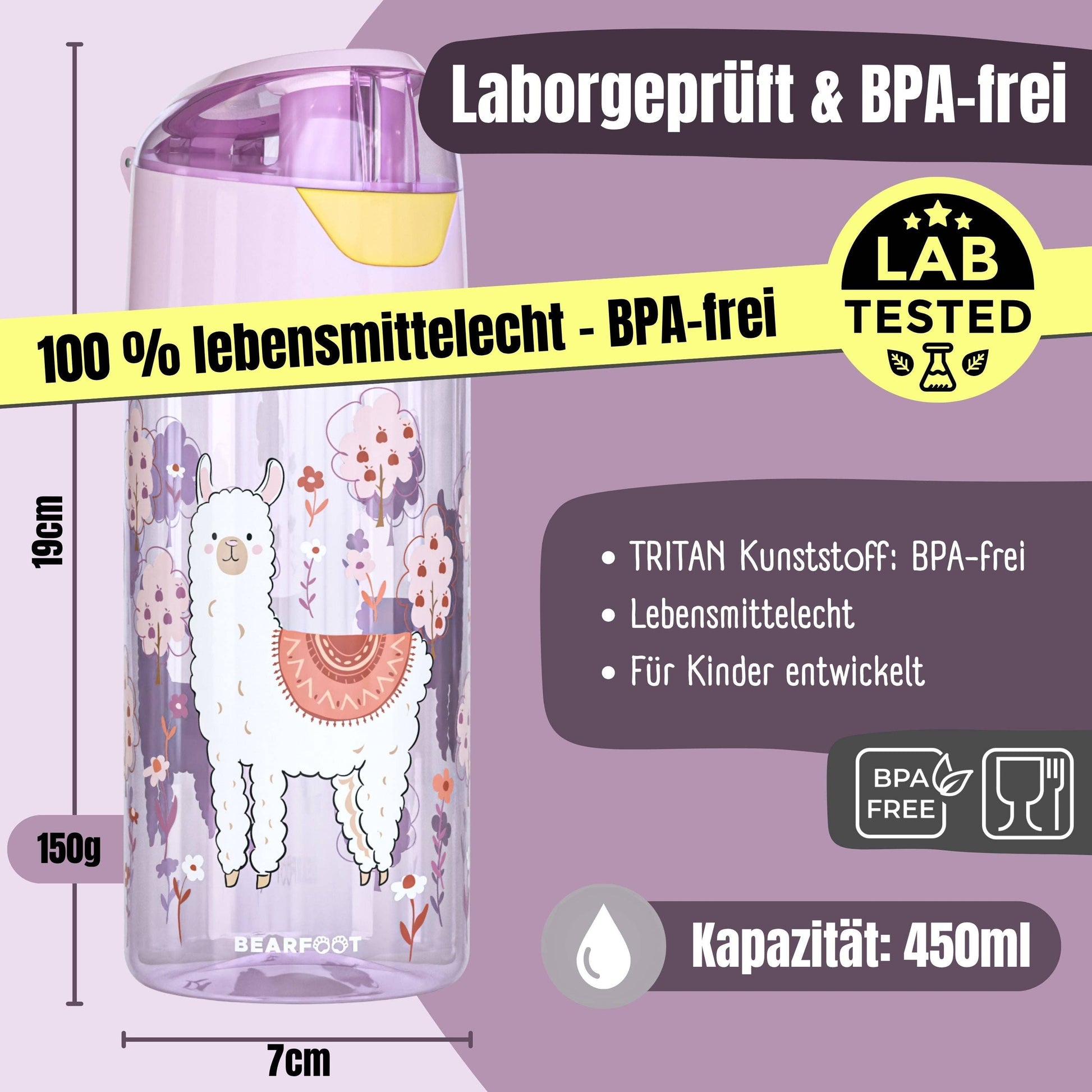 Bearfoot Trinkflasche 450ml - Lama - Siliblu Boutique & Atelier