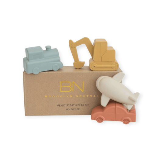 Brooklyn Neutral Badespielzeug - Set für Fahrzeuge - Siliblu Boutique & Atelier