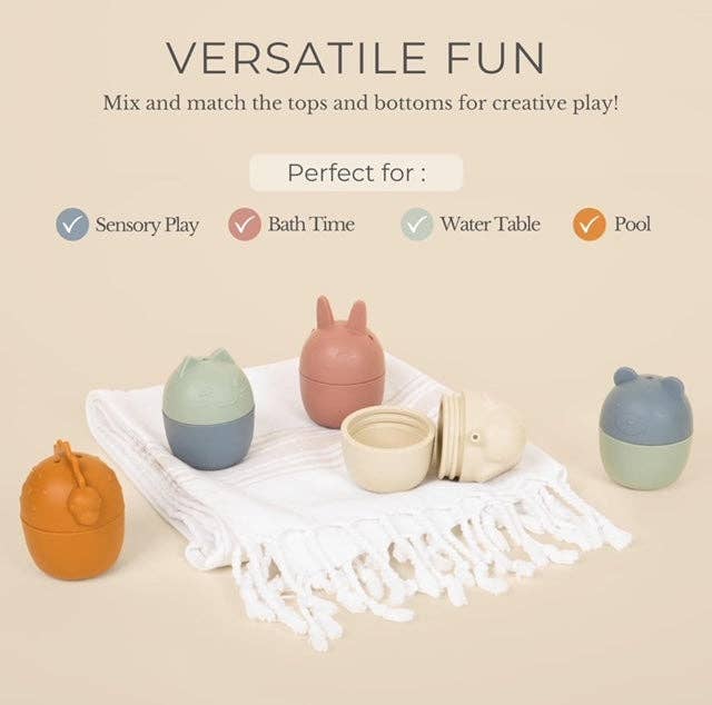 Brooklyn Neutral Badespielzeug - Set mit Tiermotiven - Siliblu Boutique & Atelier