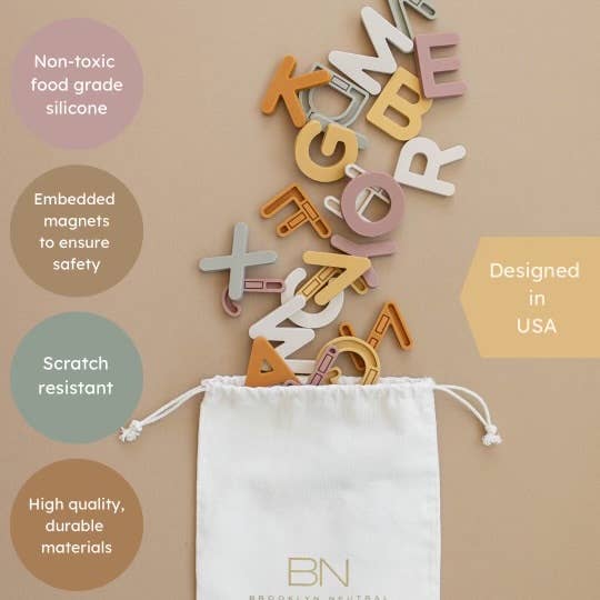 Brooklyn Neutral Silikon - Alphabet - Magnete, 26 - teiliges Set - Siliblu Boutique & Atelier